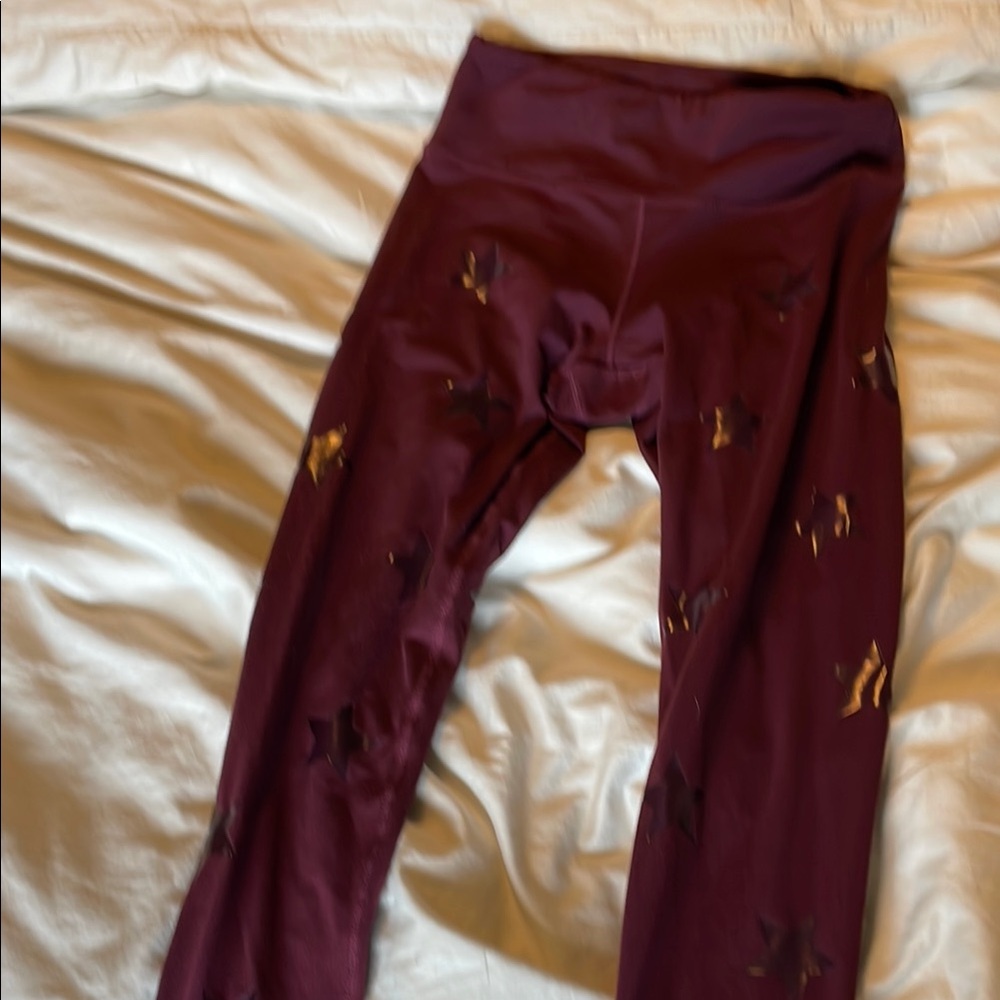 Jessica Simpson Maroon Leggings with Star Accents